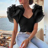 Summer Lady Lace Sleeve Pit Strip Top