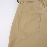 Khaki High-waist Straight-leg Casual Trousers