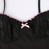 Lace Stitching Bow Suspender Dress