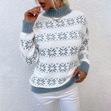 Half High Neck Christmas Snowflake Sweater