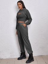 Sports Drawstring Hoodie Loose Three-Piece Suit