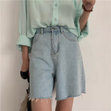 High-waisted Wide-leg Denim Shorts