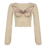 Khaki Fungus Trim Irregular Hem V-Neck Long Sleeve Top