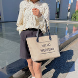 Canvas Fashion Printed Letters Large Capacity Shoulder Bag