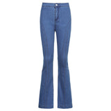 Mid-Waist Retro Split Blue Jeans
