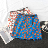 Floral strawberry high waist skirt