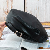 Pu Leather Square Buckle Hat