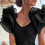 Summer Lady Lace Sleeve Pit Strip Top