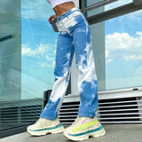 Tie-dye casual straight-leg pants