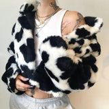 Black And White Cow Print Short Jacket