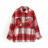 Stylish Pockets Oversized Plaid Jacket