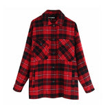 Stylish Pockets Oversized Plaid Jacket