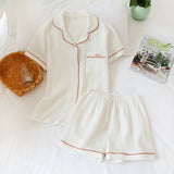 Crepe Short Sleeve Shorts Suit