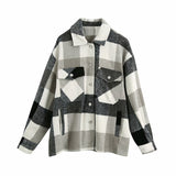Ladies casual plaid shirt jacket