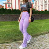 Purple Casual Micro Trousers
