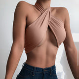 Sexy Nude Umbilical Halter Neck