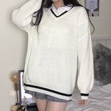 Stitching Contrast Color Loose Long-sleeved Sweater
