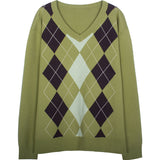Green V-Neck Diamond Sweater