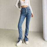 High Waist Floor Split Mopping Jeans