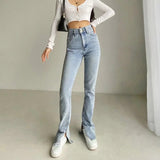 High Waist Floor Split Mopping Jeans