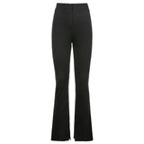 High Waist Skinny Slit Micro Trousers