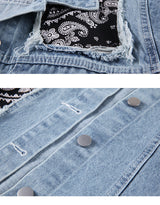 Vintage Patchwork Print Denim Jacket