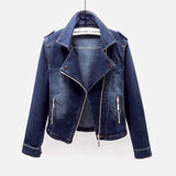 Suit Collar Motorcycle Denim Jacket