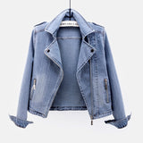 Suit Collar Motorcycle Denim Jacket