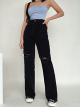 Retro Ripped Wide-leg Jeans