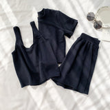 Short-sleeved Cotton Three-piece Suit