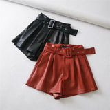 Style High-waist Leather Shorts