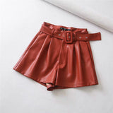 Style High-waist Leather Shorts