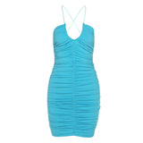 Fold Sling Hanging Neck Casual Dress