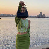 Round Neck Sleeveless Printed Navel Slim T-Shirt