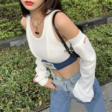 K-pop Long sleeves off-the-shoulder shirt