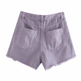 High Waist Temperament Button Denim Shorts