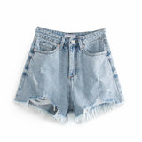 High Waist Temperament Button Denim Shorts