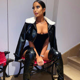 Zipper Long-Sleeved Leather Jacket