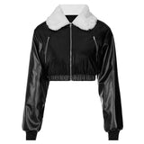 Zipper Long-Sleeved Leather Jacket