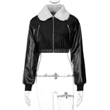 Zipper Long-Sleeved Leather Jacket