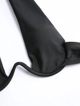 Ensemble bikini uni dos nu à col halter croisé taille haute