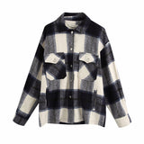 Ladies casual plaid shirt jacket