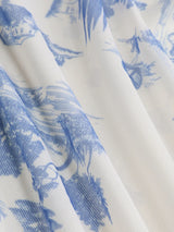 Ensemble bikini dos nu motif toile de Jouy avec sarong assorti