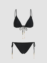 Ensemble bikini triangle noué uni avec détail étoile de mer et dos nu
