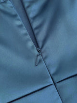 Robe Longue Satinée à Épaules Dénudées et Col Carré Froncée