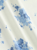 Robe courte à manches évasées florale nouée