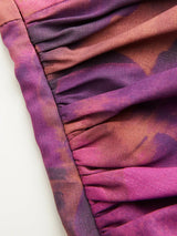 Robe Midi Asymétrique Drapée à Motif Dégradé avec Encolure Cœur Élégante