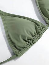 Bikini triangle dos nu à col halter avec sarong floral assorti