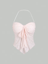 Débardeur court Y2K col ras du cou avec attaches devant