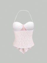 Débardeur court Y2K col ras du cou avec attaches devant